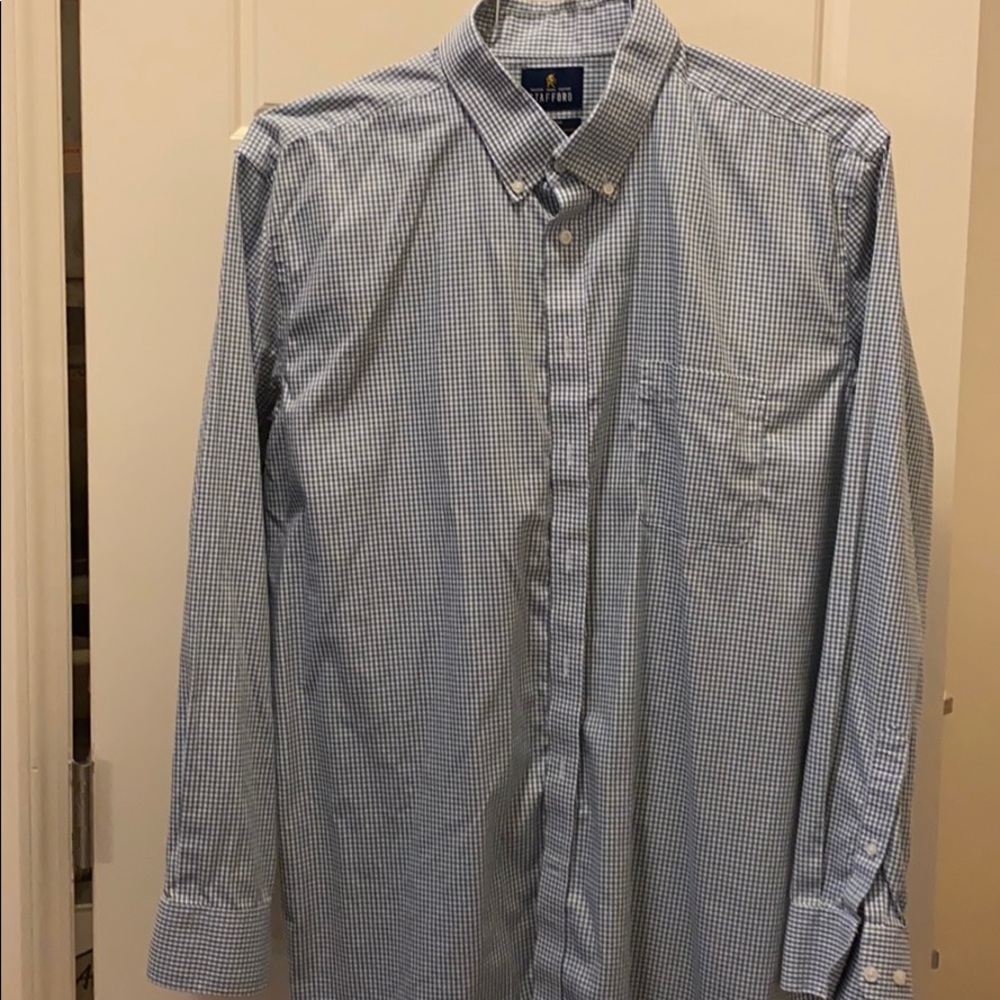 Stafford green checkered dress shirt